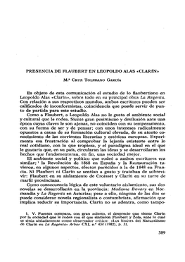 Presencia De Flaubert En Leopoldo Alas 