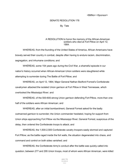 SENATE RESOLUTION 178 by Tate A