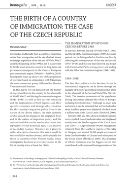 The Birth of a Country of Immigration: the Case of the Czech Republic