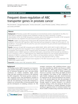 Frequent Down-Regulation of ABC Transporter Genes in Prostate Cancer