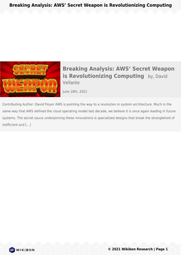 AWS' Secret Weapon Is Revolutionizing Computing