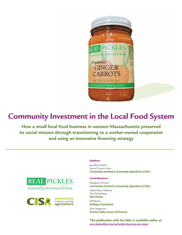Community Investment in the Local Food System
