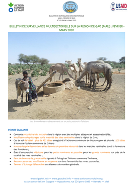 Bulletin De Surveillance Multisectorielle Sur La Region De Gao (Mali) : Fevrier - Mars 2020