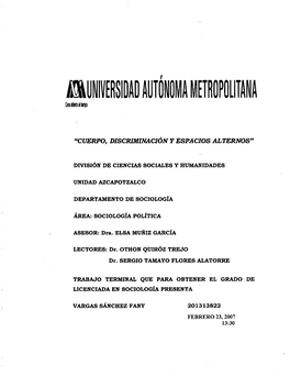 "Cuerpo, Discriminación Y Espacios Alternos"