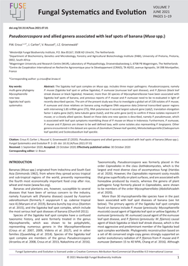 Pseudocercospora and Allied Genera Associated with Leaf Spots of Banana (Musa Spp.)