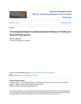 A Conceptual Design of a General Aviation Hands-On-Throttle and Stick (HOTAS) System