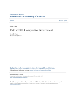 PSC 532.01: Comparative Government Louis D