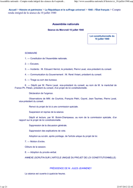 Assemblée Nationale - Compte-Rendu Intégral Des Séances Du 4 Septemb