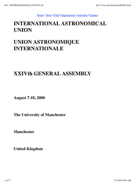 IAU INFORMATION BULLETIN No 85