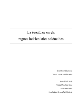 La Basilissa En Els Regnes Hel·Lenístics Selèucides