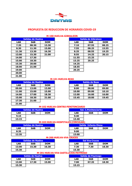 Horarios COVID 19