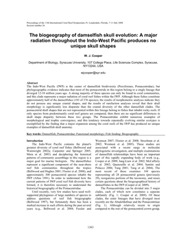 The Biogeography of Damselfish Skull Evolution: a Major Radiation Throughout the Indo-West Pacific Produces No Unique Skull Shapes