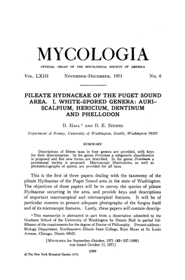 Mycologia Official Organ of the Mycological Society of America