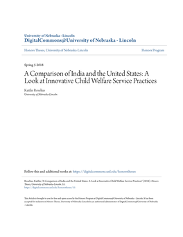 A Look at Innovative Child Welfare Service Practices Kaitlin Roselius University of Nebraska-Lincoln