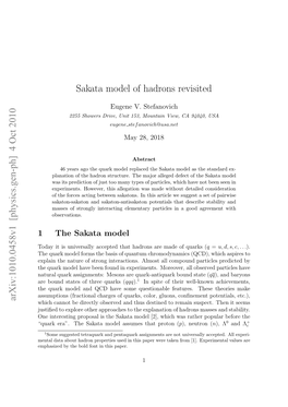 Sakata Model of Hadrons Revisited