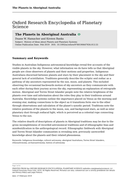 Planets in Aboriginal Australia