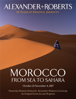 FROM SEA to SAHARA October 23-November 4, 2017