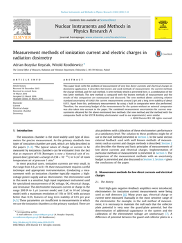 Measurement Methods of Ionization Current and Electric Charges in Radiation Dosimetry