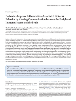 Probiotics Improve Inflammation-Associated Sickness Behavior by Altering Communication Between the Peripheral Immune System and the Brain