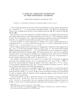 A Note on Absolute Continuity in Free Semigroup Algebras