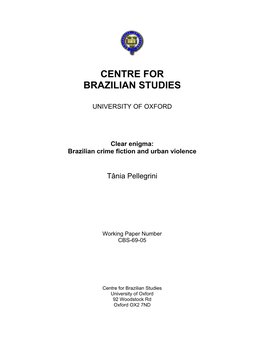 Brazilian Crime Fiction and Urban Violence