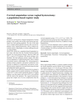 Cervical Amputation Versus Vaginal Hysterectomy: a Population-Based Register Study