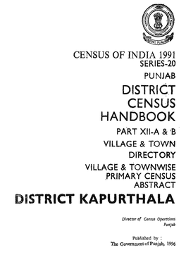 Village & Townwise Primary Census Abstract, Kapurthala, Part XII-A & B