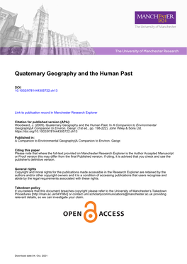 Quaternary Geography and the Human Past