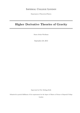 Higher Derivative Theories of Gravity