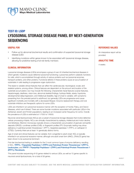 Lysosomal Storage Disease Panel by Next-Generation Sequencing