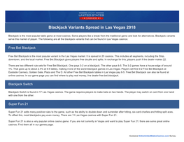 Blackjack Variants Spread in Las Vegas 2018