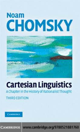 Cartesian Linguistics a Chapter in the History of Rationalist Thought