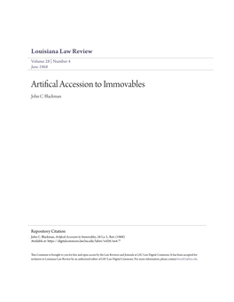 Artifical Accession to Immovables John C