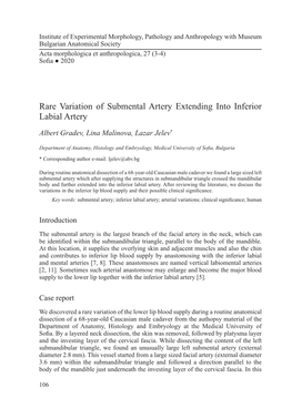 Rare Variation of Submental Artery Extending Into Inferior Labial Artery