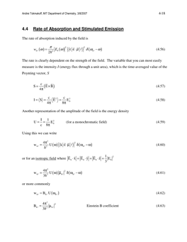 4.4 Rate of Absorption and Stimulated Emission