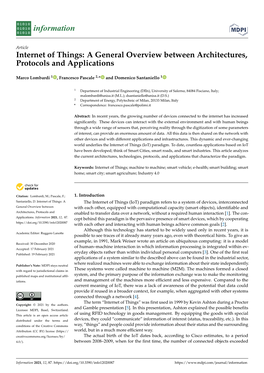 Internet of Things: a General Overview Between Architectures, Protocols and Applications