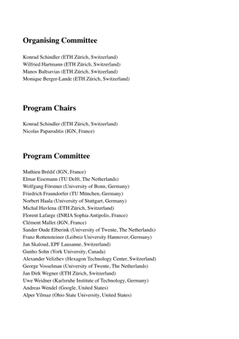 Organising Committee Program Chairs Program Committee