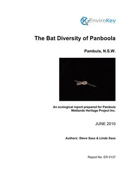 The Bat Diversity of Panboola