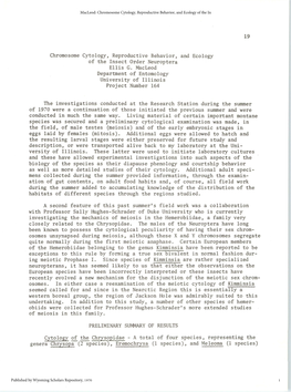 Chromosome Cytology, Reproductive Behavior, and Ecology of the Insect Order Neuroptera Ellis G