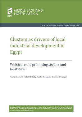 Clusters As Drivers of Local Industrial Development in Egypt