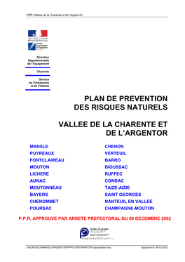Plan De Prevention Des Risques Naturels Vallee De La Charente Et De