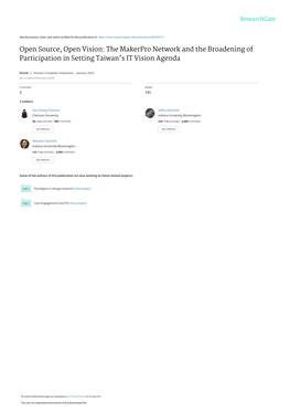 Open Source, Open Vision: the Makerpro Network and the Broadening of Participation in Setting Taiwan’S IT Vision Agenda