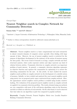 Nearest Neighbor Search in Complex Network for Community Detection