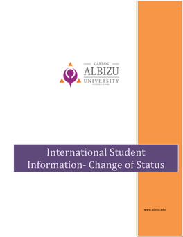 International Student Information- Change of Status