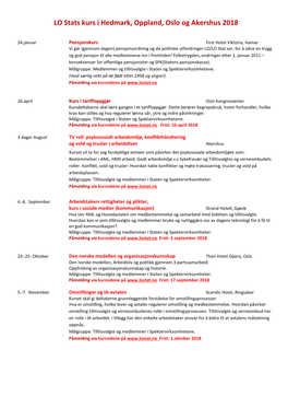 LO Stats Kurs I Hedmark, Oppland, Oslo Og Akershus 2018