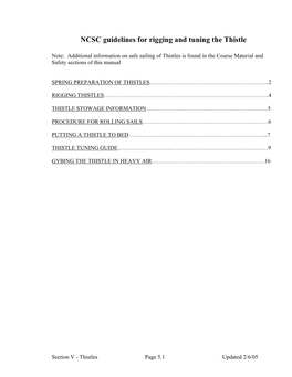 NCSC Guidelines for Rigging and Tuning the Thistle