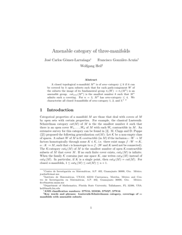 Amenable Category of Three-Manifolds