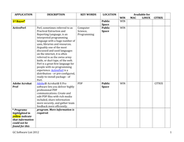 GC Software List 2012 1 APPLICATION DESCRIPTION KEY