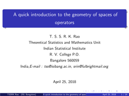 An Introduction to the Geometry of Spaces of Operators on Banach