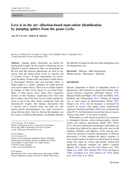 Olfaction-Based Mate-Odour Identification by Jumping